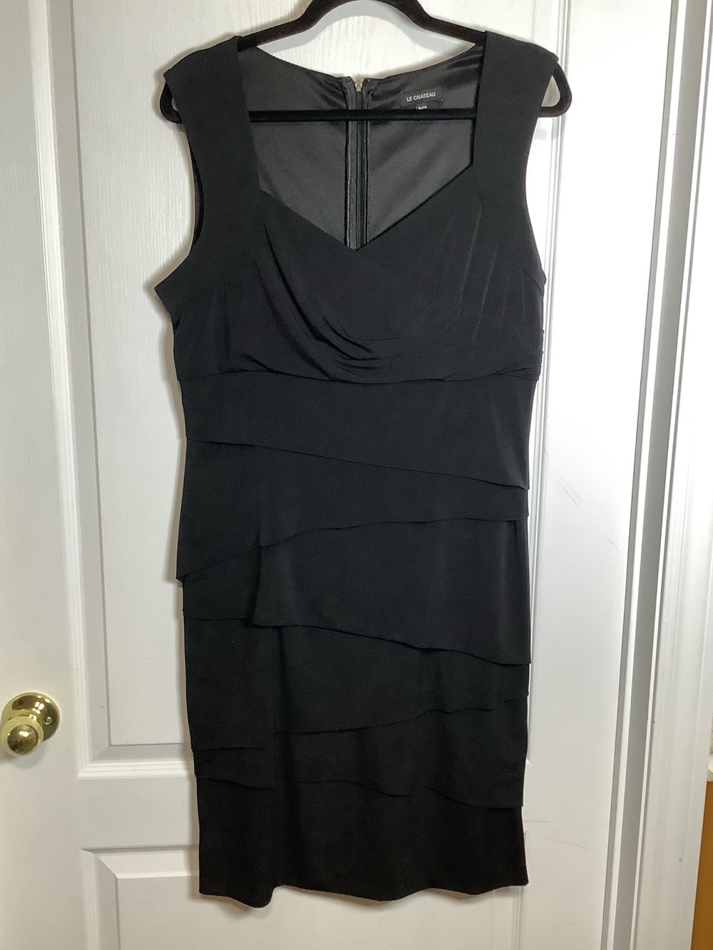 le chateau Black Layered V-Neck Midi Dress